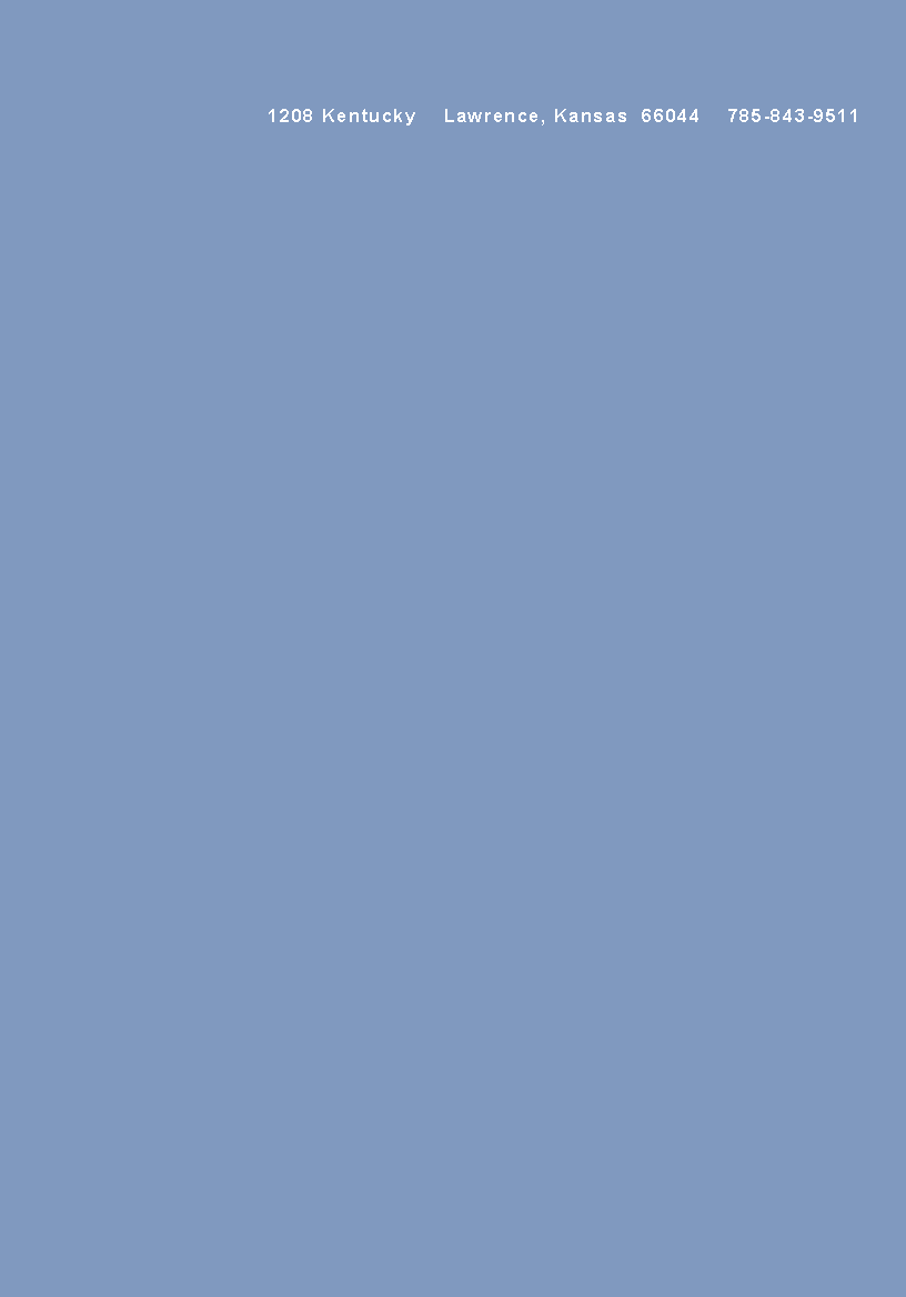 Text Box: 1208 Kentucky    Lawrence, Kansas  66044    785-843-9511